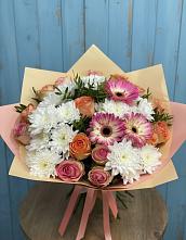 Букет цветов из:  Розы, Герберы и Хризантемы #REPLACE_PRED# Саввино