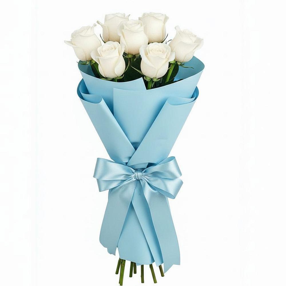 Букет 7 белых роз Проуд в Саввино