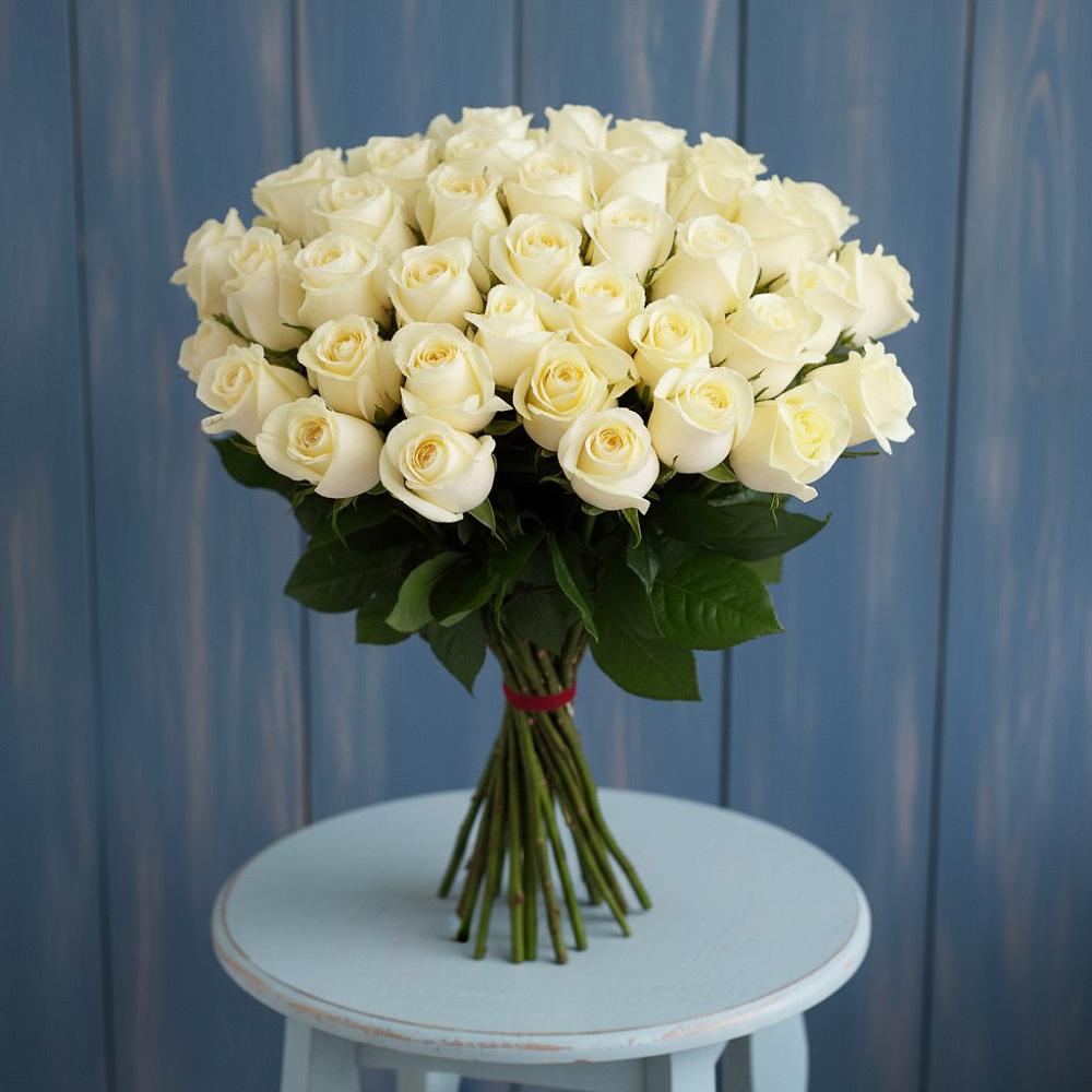 Букет 51 Белая роза Эдлесс Лав в Саввино