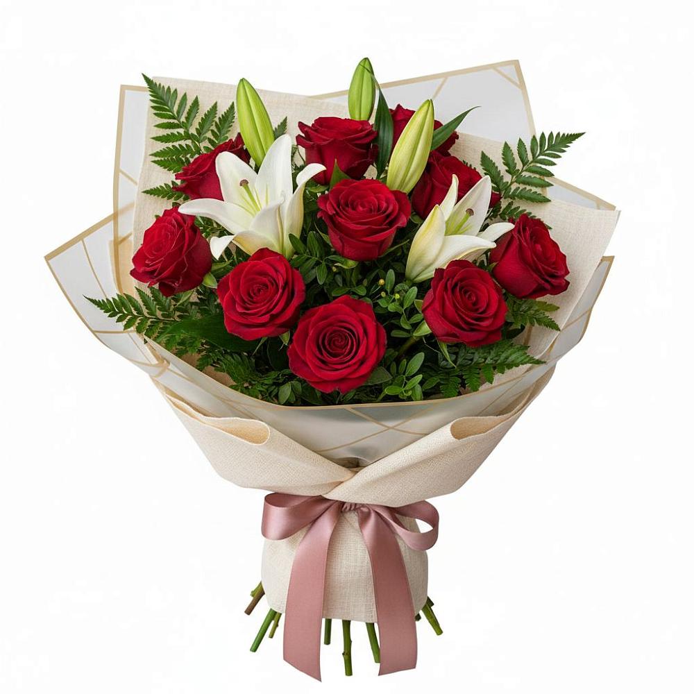 Букет цветов из: Лилии и Розы в Саввино