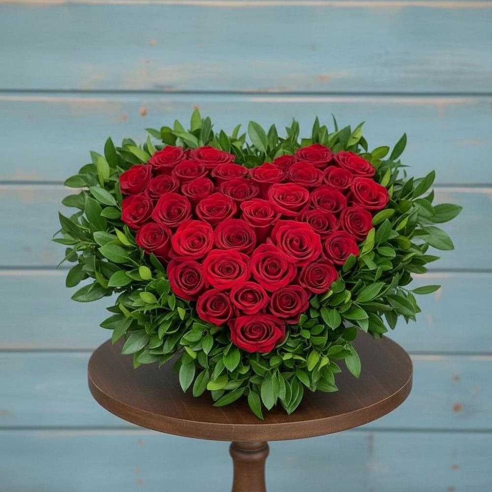 Цветочная композиция из Розы в виде сердца в Саввино