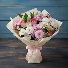 Букет цветов из:  Хризантемы, Альстромерии и Розы #REPLACE_PRED# Саввино