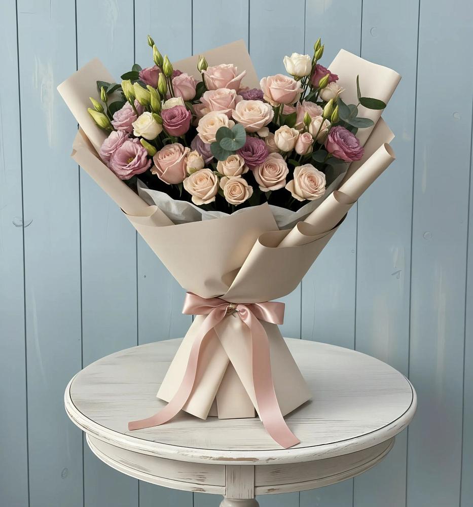 Букет цветов из: Розы и Лизиантусы в Саввино