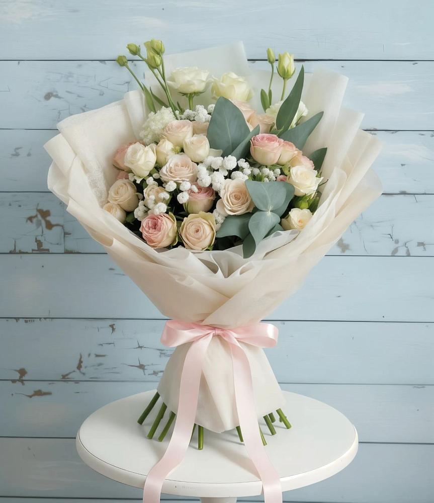 Букет цветов из: Розы и Лизиантусы в Саввино