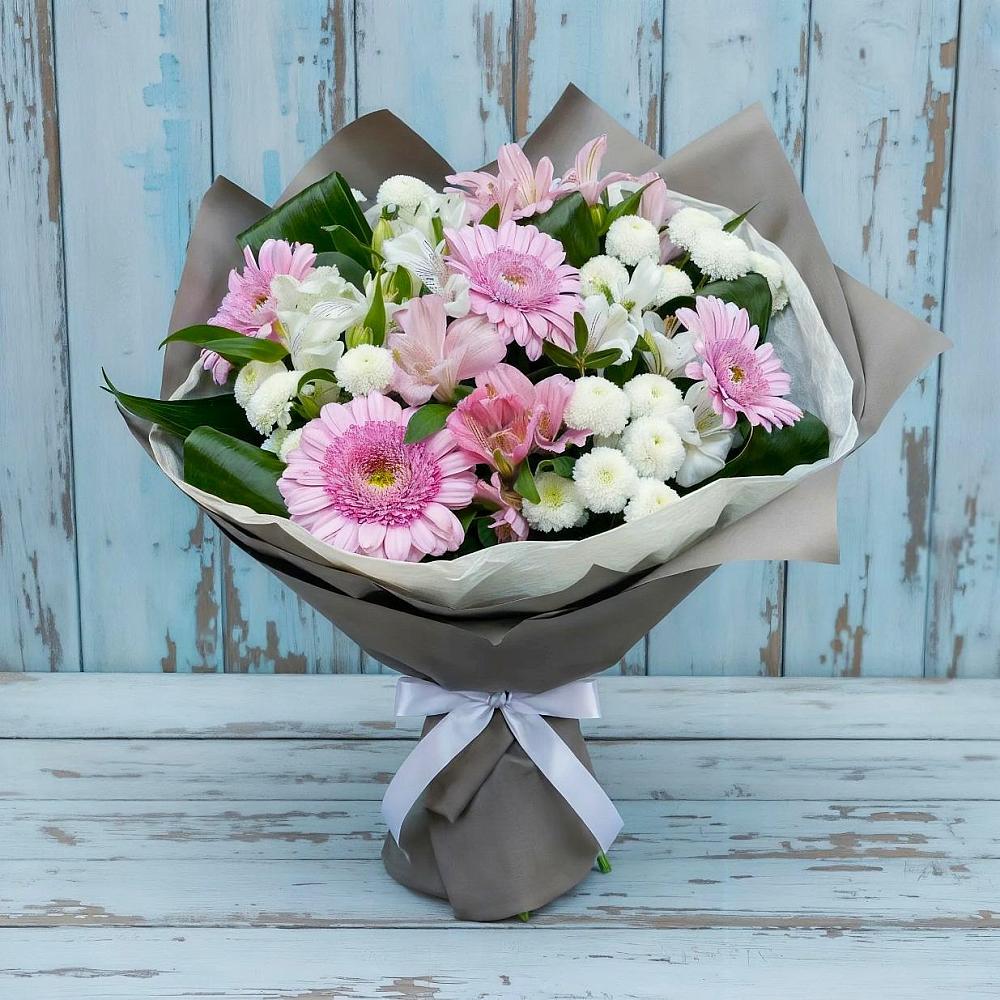 Букет цветов из: Герберы, Альстромерии и Хризантемы в Саввино